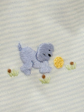 Load image into Gallery viewer, Light Blue Stripe Footie w/ Dog Embroidery