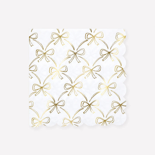 Gold Bow Large Napkins 16ct