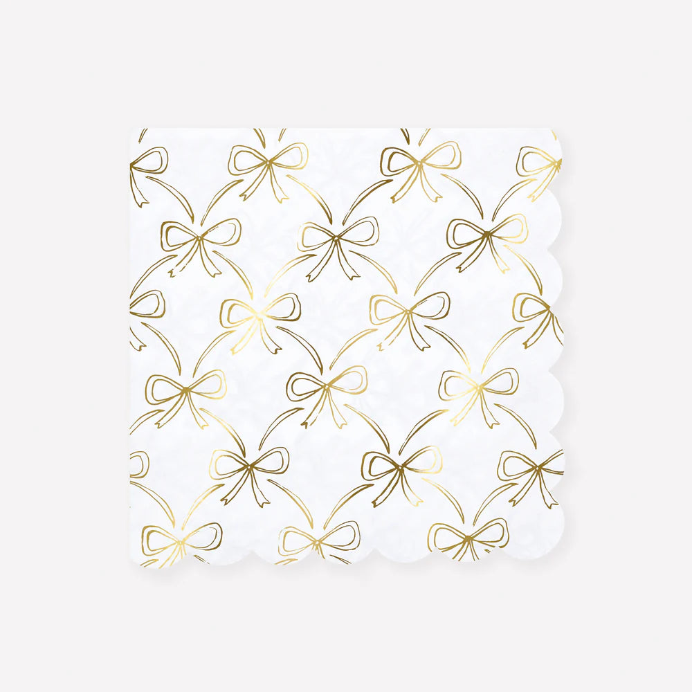Gold Bow Large Napkins 16ct