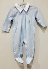 Load image into Gallery viewer, Light Blue Footie with Dogs Hand Embroidered