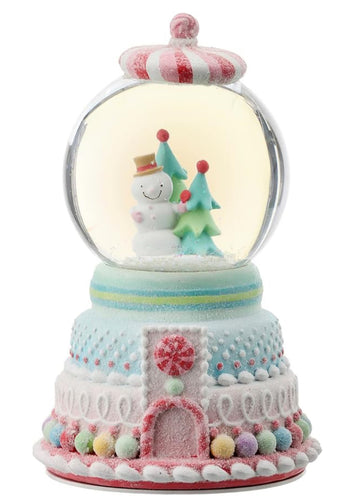Candy Snowman Waterglobe w Music 10’’