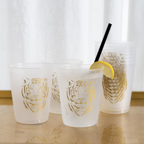 Easy Tiger 16oz Party Cups - Frosted/Gold set of 10