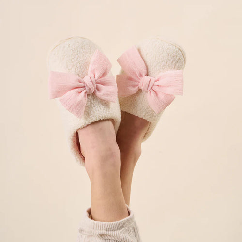 Betty Bow Blush Pink Slippers