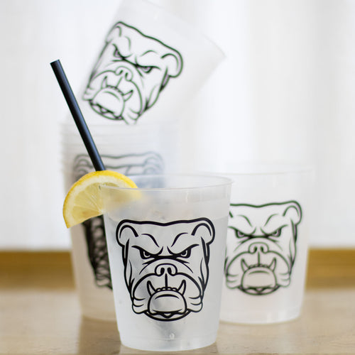 Bulldog Party Cups Frosted/Black - 16 oz set of 10