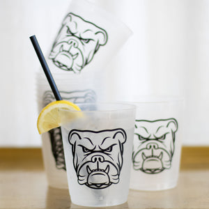 Bulldog Party Cups Frosted/Black - 16 oz set of 10