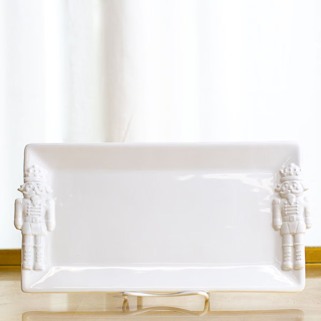 Royal Nutcracker Embossed Platter White 12 x 6.5