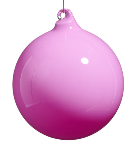 4’’ Pink Opaque Blown Glass Ball Ornament