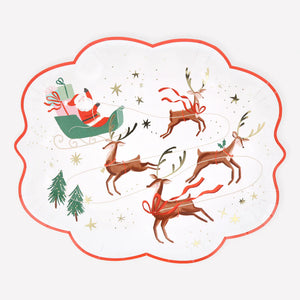 Santa, Sleigh and Reindeer Plates