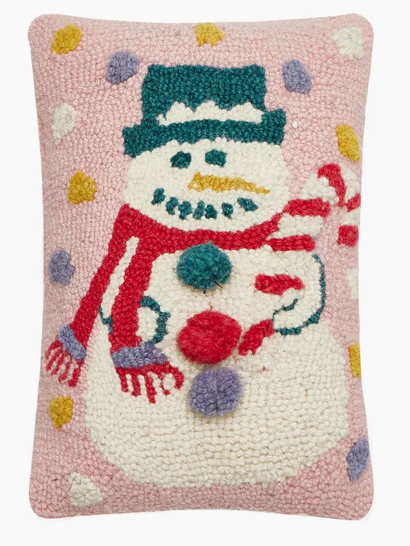Pink Snowman Pillow