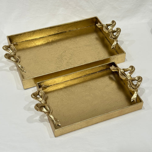 Gilded Gold Trays w/ Bow Handles