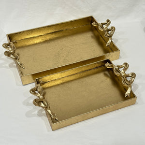 Gilded Gold Trays w/ Bow Handles