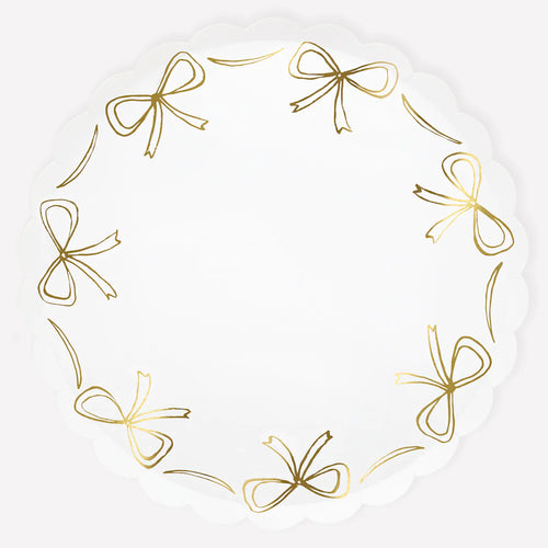 Gold Bow Dinner Plates 8 ct