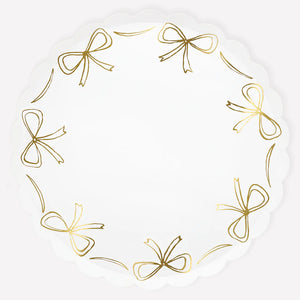 Gold Bow Dinner Plates 8 ct