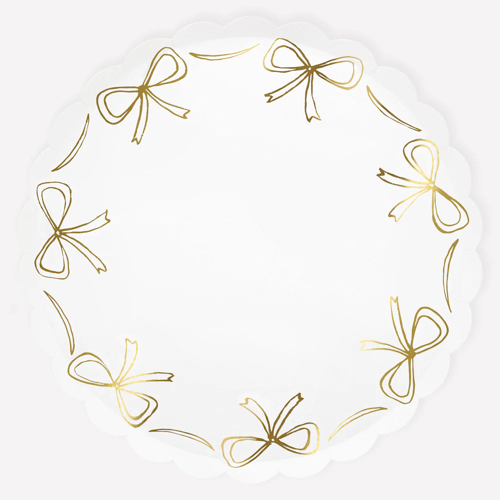 Gold Bow Dinner Plates 8 ct
