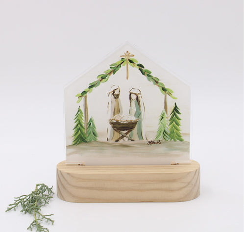 Acrylic LED Evergreen Nativity Tabletop