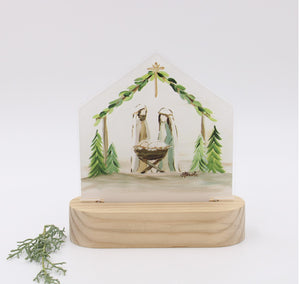 Acrylic LED Evergreen Nativity Tabletop