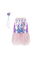 Load image into Gallery viewer, Bling Bling Mermaid Skirt &amp; Hairclip Set, Pink Sz 4-6