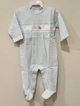 Load image into Gallery viewer, Footie with Blue Puppies Hand Embroidery