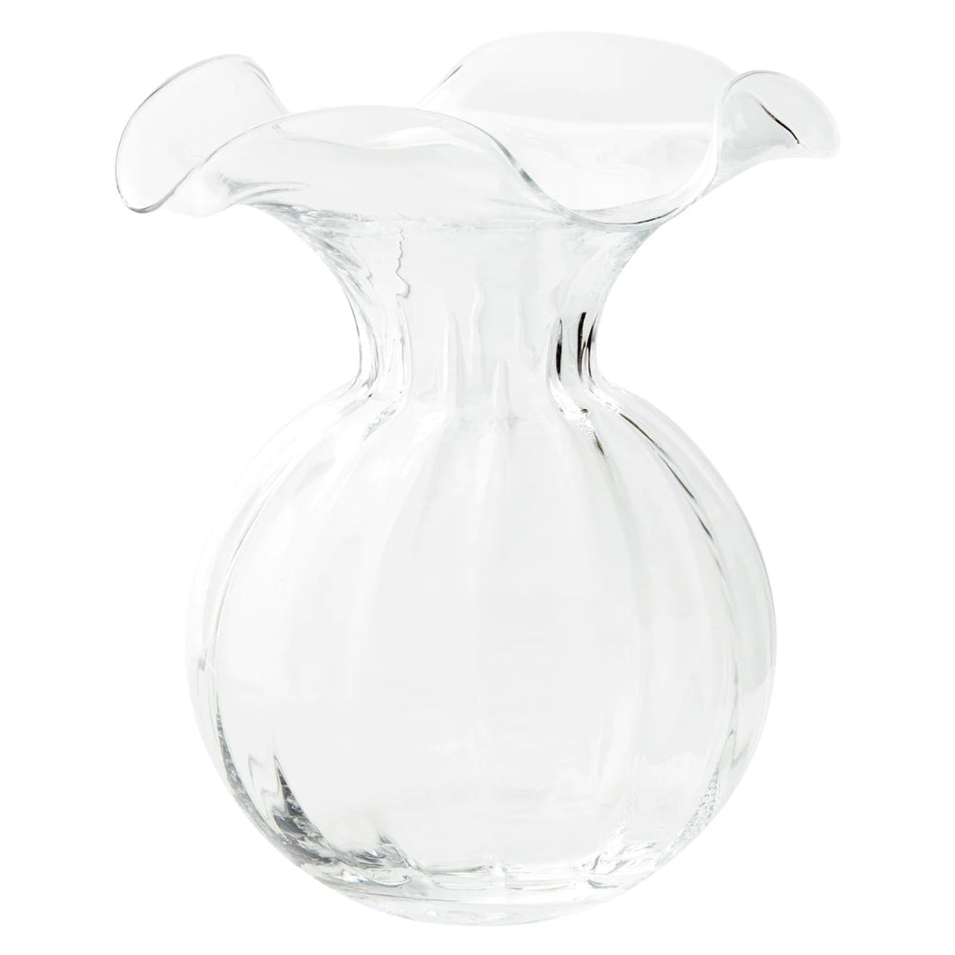 Hibiscus Glass Clear Fluted Vase