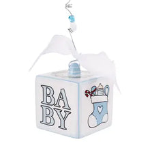 Load image into Gallery viewer, Blue Baby’s 1st Christmas Block Ornament