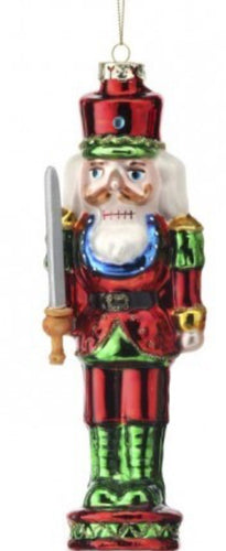 Glass Traditional Nutcracker Ornament Red