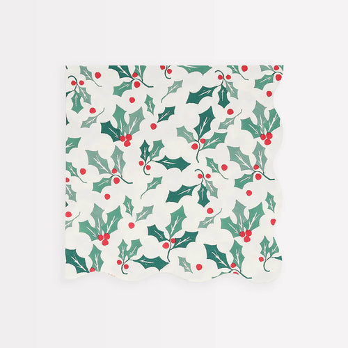 Holly Pattern Large Napkins 16ct