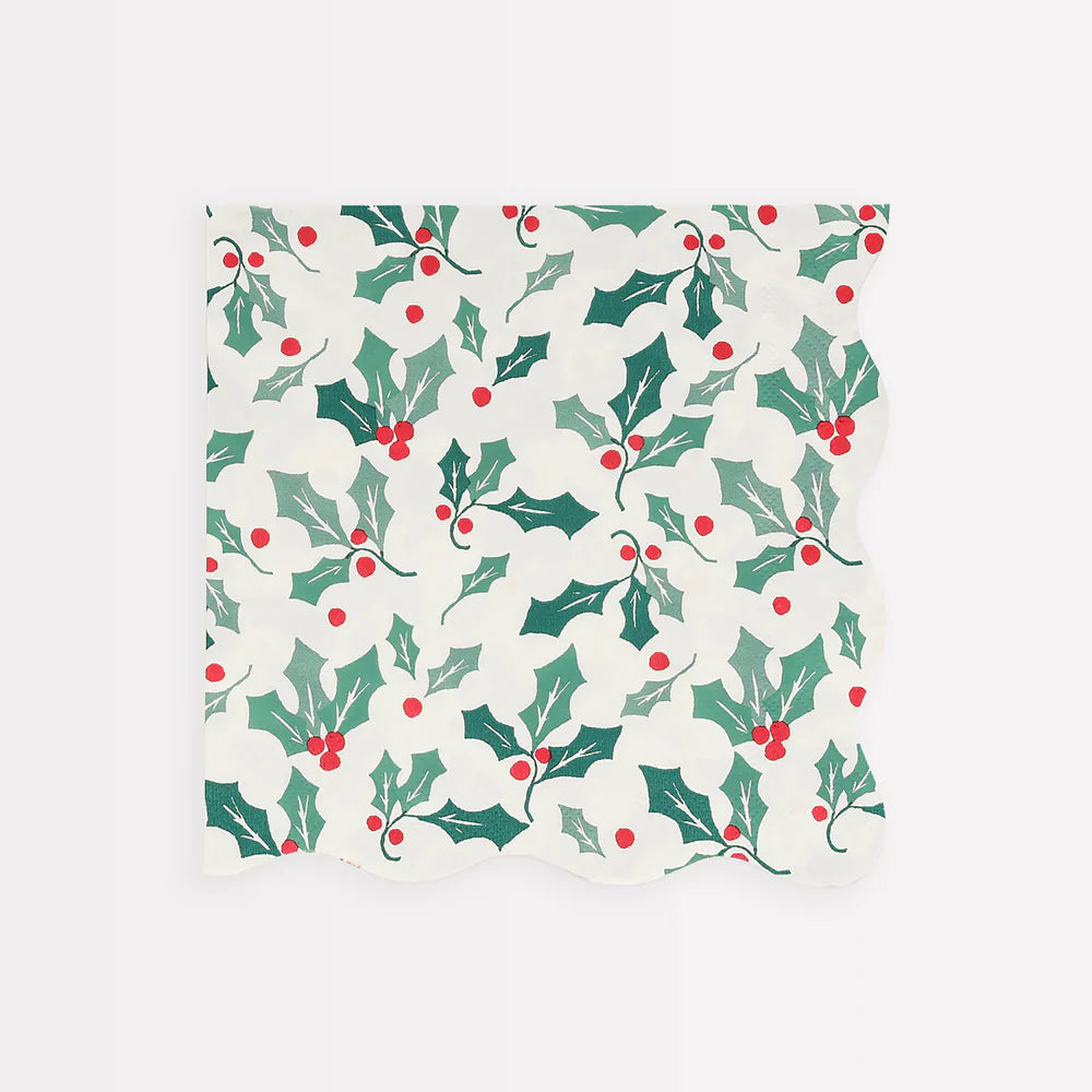 Holly Pattern Large Napkins 16ct