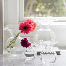Load image into Gallery viewer, Hibiscus Glass Clear Fluted Vase