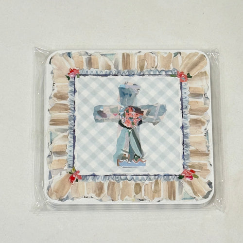 Cross Hand-Painted Square Coaster