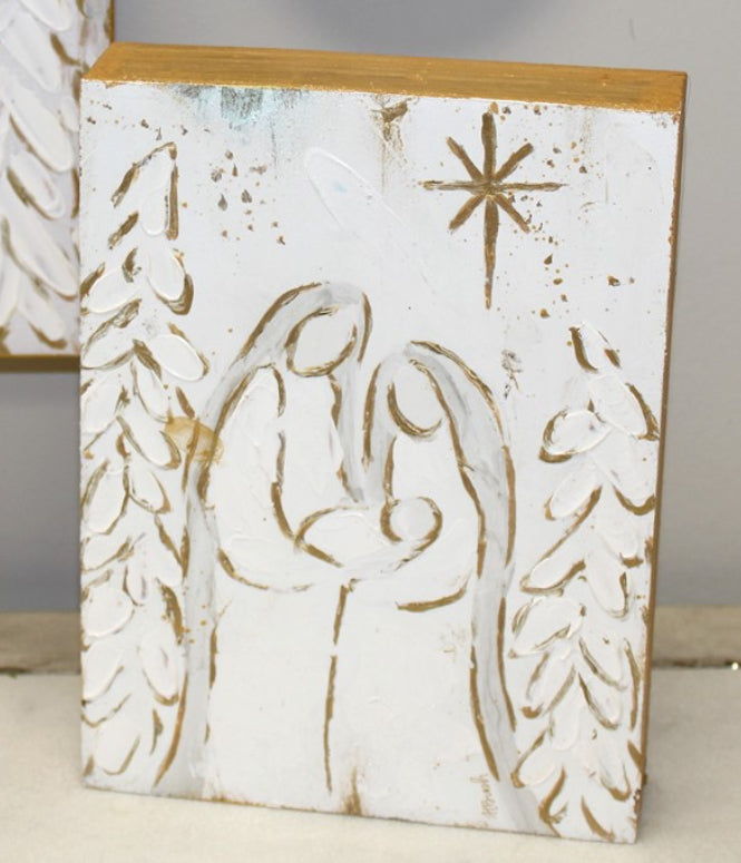 Handpainted Canvas Art Holy Family 8x2x10''