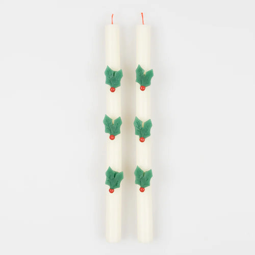 Holly Table Candles - 2 ct.  11”