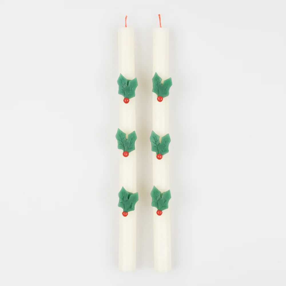Holly Table Candles - 2 ct.  11”
