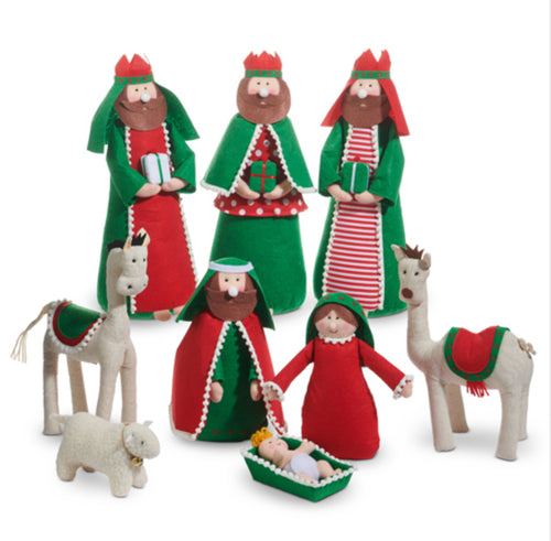 15’’ Red and Green Felt Nativity