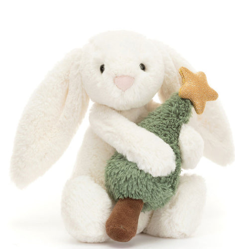 Bashful Bunny with Christmas Tree Jellycat