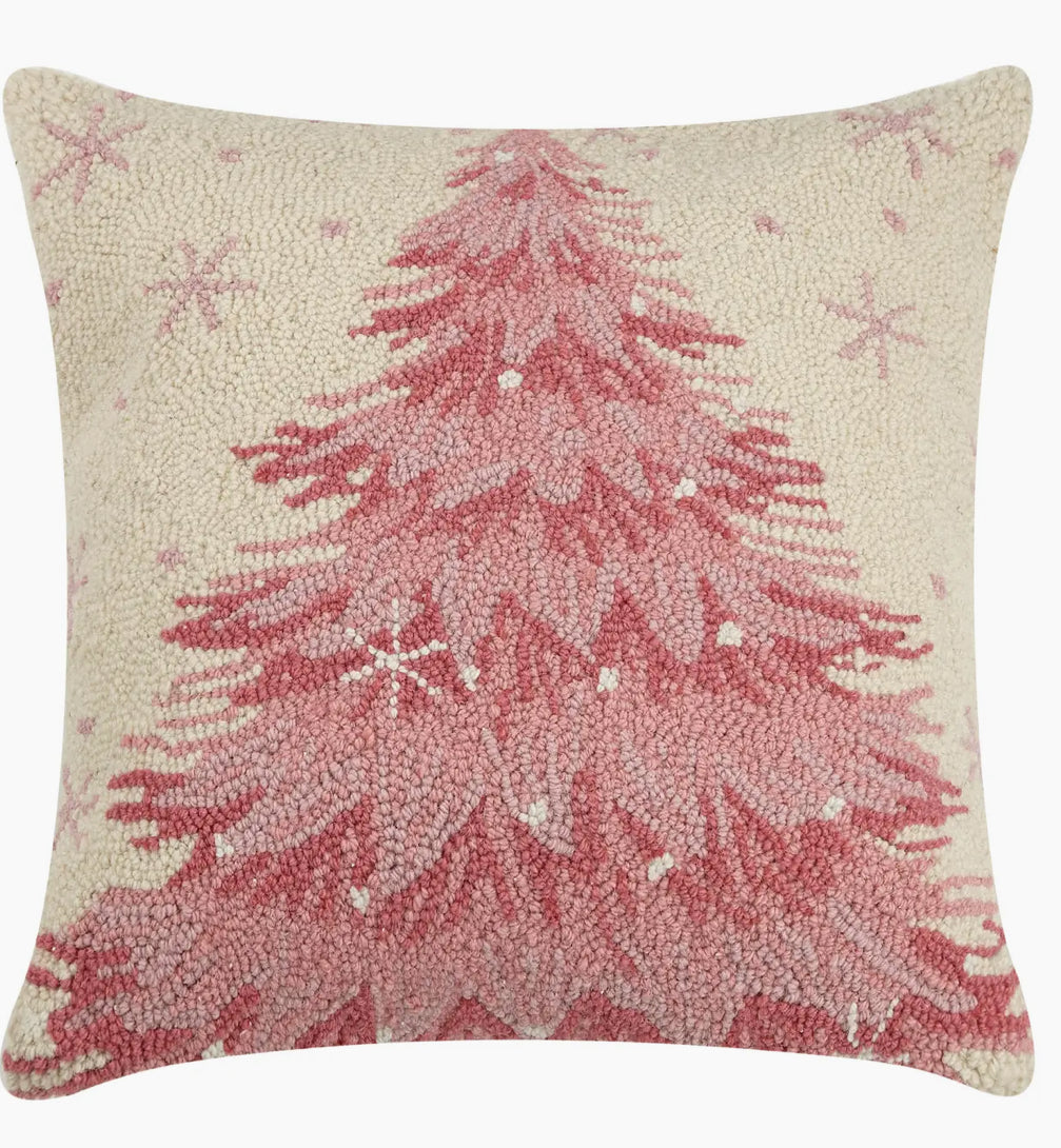 Pink Christmas Tree Pillow