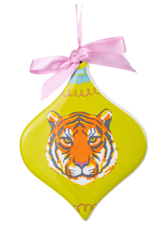Tinsel Tiger Ornament Green Oasis   4”
