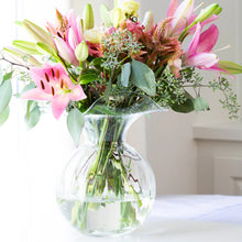 Load image into Gallery viewer, Hibiscus Glass Clear Fluted Vase