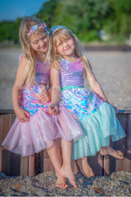 Load image into Gallery viewer, Bling Bling Mermaid Skirt &amp; Hairclip Set, Pink Sz 4-6