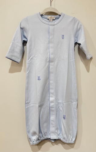 Light Blue Convertor Gown with Bear Hand Embroidered