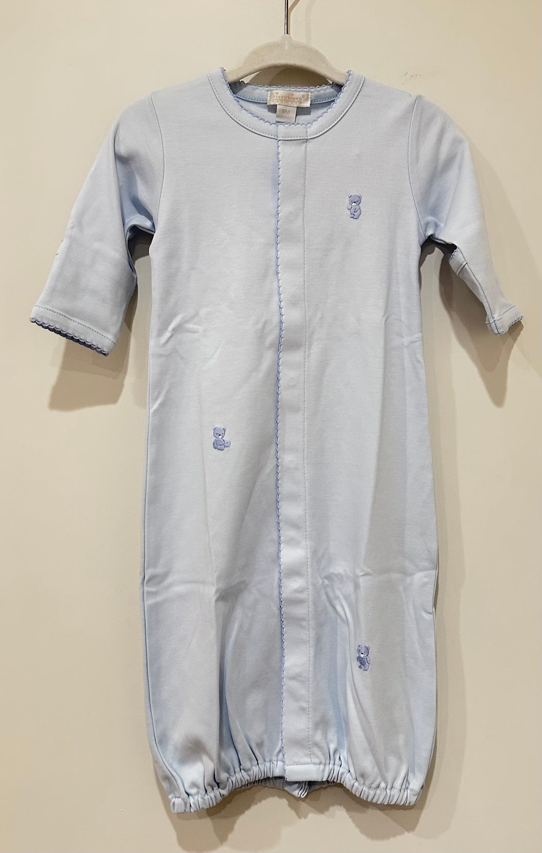 Light Blue Convertor Gown with Bear Hand Embroidered