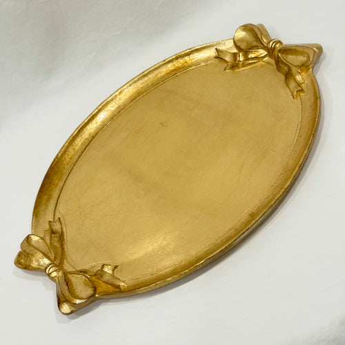Gold Bow Handled Oval Tray Florentine