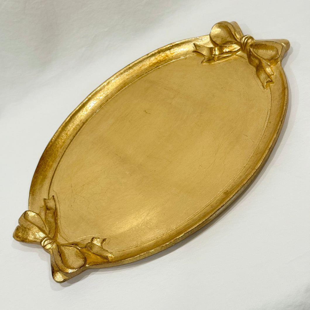 Gold Bow Handled Oval Tray Florentine