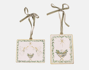 Metal Disc Ornament Manger 4x6''