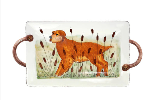 Hunting Dog Handled Rectangle Platter Wildlife Collection