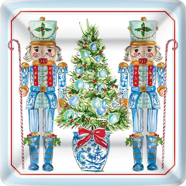 Blue Nutcrackers Square Plate - 8 ct.