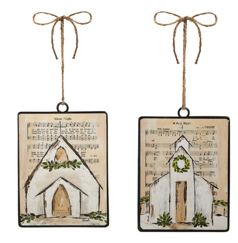 Painted Church Ornament 5.5x4.5 in