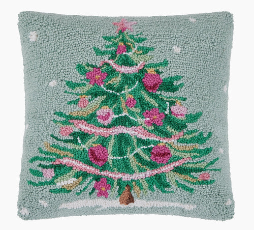 Pink and Green Christmas Tree Pillow