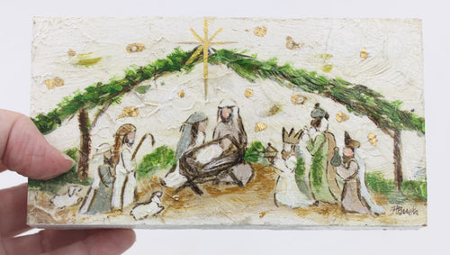Handpainted Nativity Block Evergreen 6x3’’