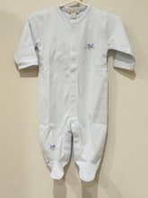 Load image into Gallery viewer, Light Blue Stripe Footie w/ Dog Embroidery