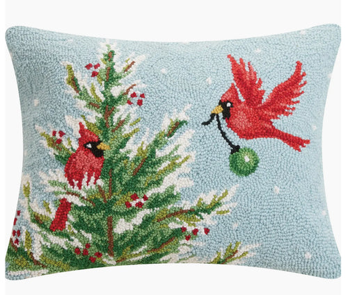 Cardinals Tree and Ornament Pillow
